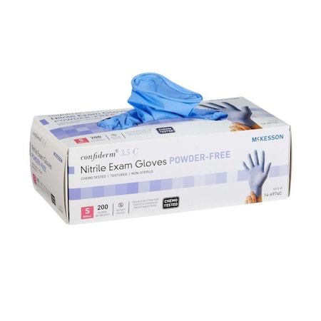Mckesson Confirderm 3.5C, Disposable Gloves, Nitrile, Powder-Free, S, 2000 PK, Blue 14-6974C